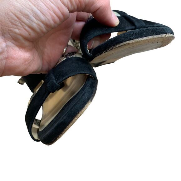 🔵Aquatalia Black Suede & Snakeskin Embossed Leather Wedge Sandals 7.5 - Picture 8 of 9